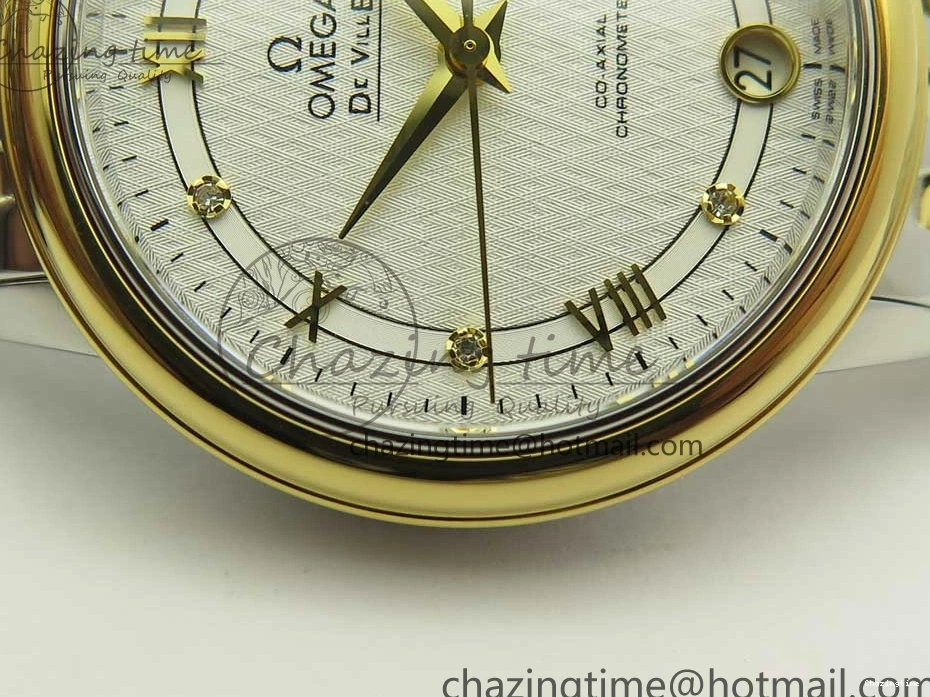 0106 Attractive De Ville Prestige Ladies 32.7mm SS MKF 1:1 Best Edition White Dial Roman Markers on SS YG Bracelet MIYOTA 7965